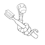 Malvorlage Wurm mit Zahnb�rste